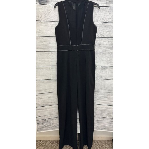 Adelyn Rae Black Sleeveless Jumpsuit With Sheer Paneling Size L - Picture 3 of 3
